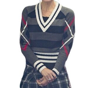 L.A.M.B. Rare find Gwen Stefani Varsity Stripe Sweater in Grey Size S